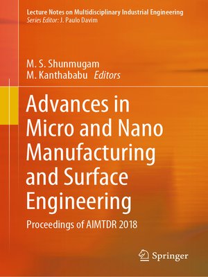 cover image of Advances in Micro and Nano Manufacturing and Surface Engineering